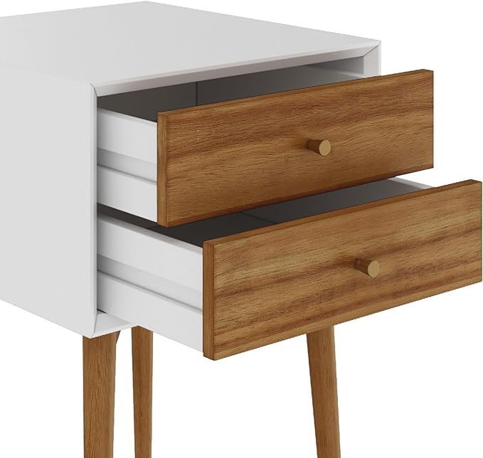 Nathan James Harper Modern Nightstand Side Accent or End Table with Storage Drawer, 1, White/Brown - LeafyLoom