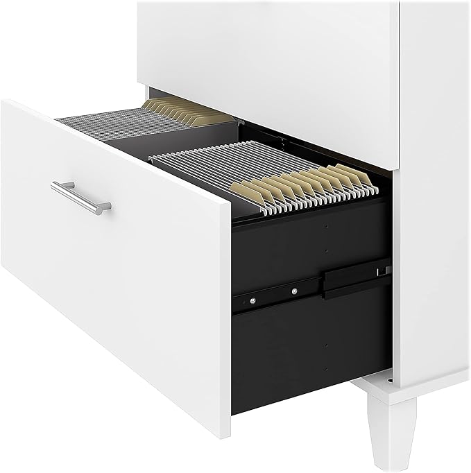 Bush WC81980 Somerset 2-Drawer Lateral File Cabinet, Letter/Legal, White, 30-Inch - LeafyLoom