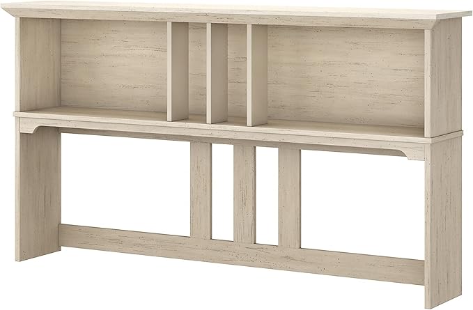 Bush Furniture Salinas Hutch, Desk Attachment with Shelf Storage for Home Office, 60W, Antique White - LeafyLoom