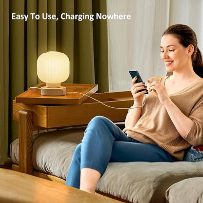 Touch Bedside Lamps Set of 2 with 3 Way Dimmable Light, Small Table Lamps with USB C+A Charging Ports - Bedroom Nightstand & Living Room Essential, Bulb Included - LeafyLoom