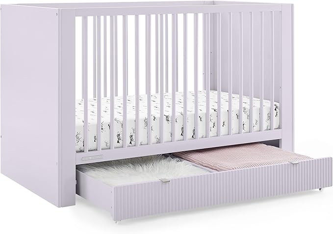 Delta Children Cassie 4-in-1 Convertible Crib with Underdrawer - Greenguard Gold Certified, Lilac - LeafyLoom