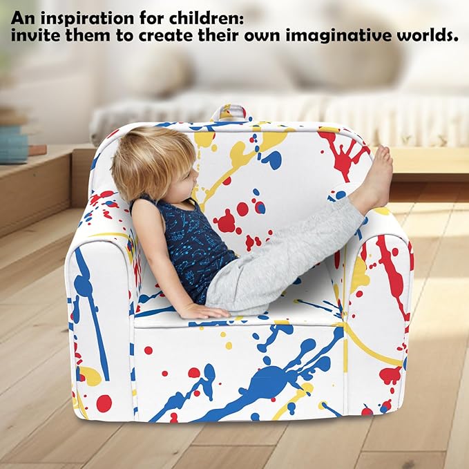 Cuddly Toddler Chair, Kids Snuggly-Soft armchair,Kids Sofa Chair with Washable and Removable Cover,Toddler Foam Chair with Friendly Carrying Handle, Reading Couch for Boys and Girls - LeafyLoom