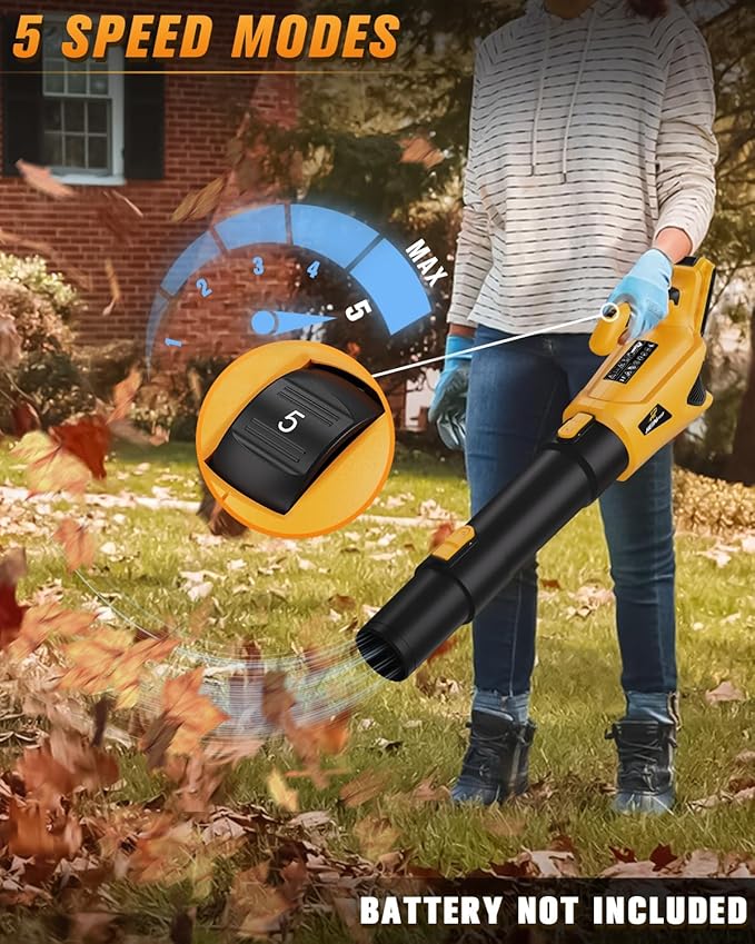 Cordless Leaf Blower Up to 500CFM for DEWALT 20V Max Battery (No Battery), Electric Leaf Blower Cordless with 5 Speed Modes, Battery Powered Leaf Blowers for Lawn Care, Yard, Patio - LeafyLoom