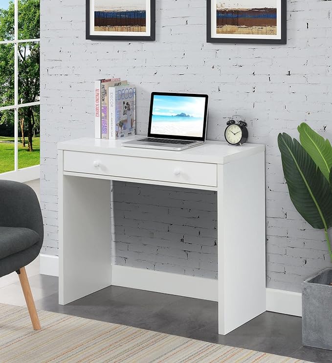 Convenience Concepts Northfield Desk with Drawer, White - LeafyLoom