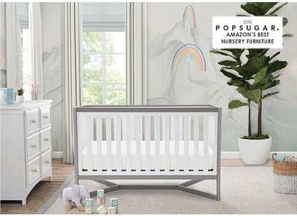 Delta Children Tribeca 4-in-1 Convertible Crib, White/Grey - LeafyLoom