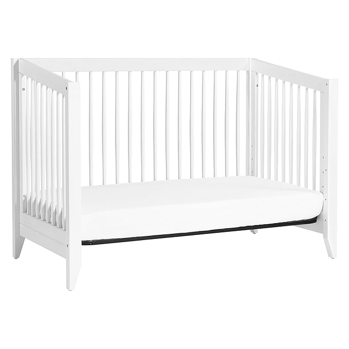 Babyletto Sprout 4-in-1 Convertible Crib with Toddler Bed Conversion Kit in White, Greenguard Gold Certified - LeafyLoom