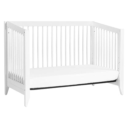 Babyletto Sprout 4-in-1 Convertible Crib with Toddler Bed Conversion Kit in White, Greenguard Gold Certified - LeafyLoom