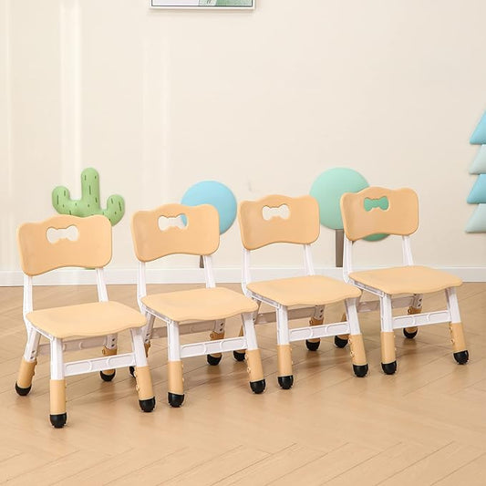 Kids' Desk Chairs Adjustable Height is Suitable for Children's Chairs Used in Families, Schools and Day-Care Between 2-10 Years Old The Max Bearing Capacity is 220LB(4PCS-Beige) - LeafyLoom