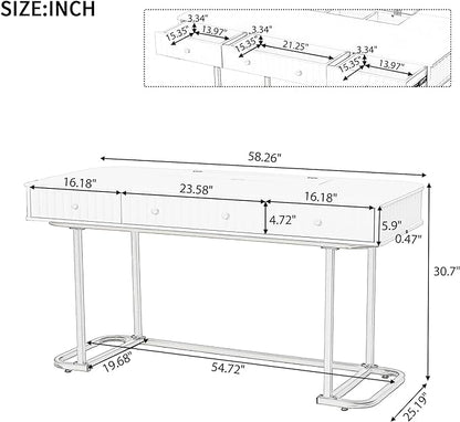 NicBex Laik-DW-00001-DX Desks, 48.26" W x 23.62" D x 30.7" H, Gold+White - LeafyLoom