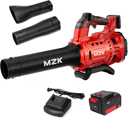 MZK 20V Brushless Leaf Blower, 600CFM Blower Cordless with 4.0Ah Battery and Fast Charger, Lightweight Blower for Lawn Care, Yard, Driveway - LeafyLoom