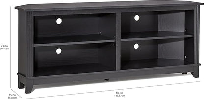 ROCKPOINT 58inch Corner TV Stand,Home Living Room Storage Console, Entertainment Center, TV Console Table,Black - LeafyLoom