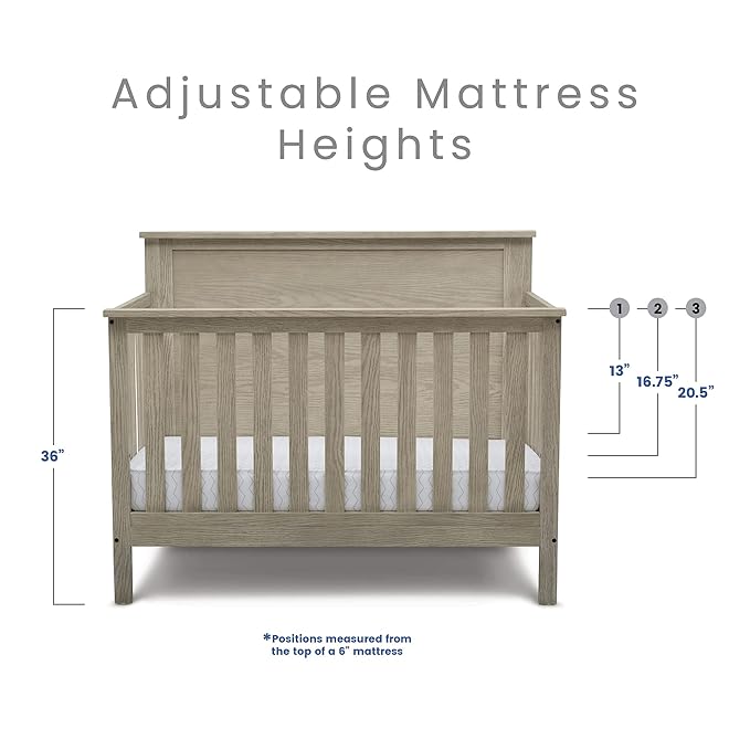 Delta Children Middleton 4-in-1 Convertible Baby Crib, Textured Limestone - LeafyLoom