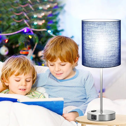 𝟮𝟬𝟮𝟯 𝗡𝗘𝗪 Set of 2 Touch Control Table Lamps with 2 USB & AC Outlet, 3-Way Dimmable Bedside Nightstand Lamps for Bedroom Living Room Nursery, 800 Lumens 5000K Daylight Bulbs Included - LeafyLoom