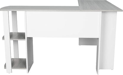 Techni Mobili L Shaped Desk - Modern Computer Desk with Corner Bookshelf & Side Storage Shelves for Home Office Accessories - Elegant, Space-Saving, & Minimalist Executive Table - LeafyLoom