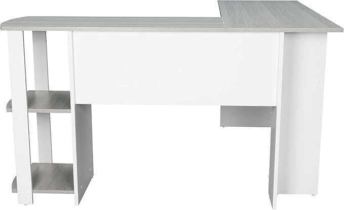 NicBex Laik-DW-00037-DX Desks, 53.5" W x 51.5" D x 29.75" H, White+Gray - LeafyLoom