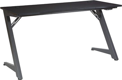 OSP Home Furnishings Beta Battlestation Gaming Desk with Bluetooth RGB LED Lights, Matte Black - LeafyLoom