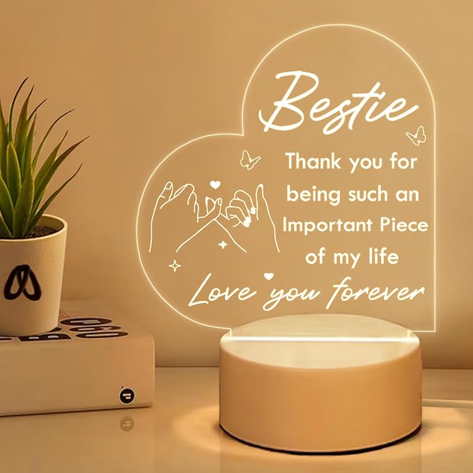 to My Bestie Gifts, Best Friend Birthday Gifts Night Light, Friendship Gifts for Women Friends, Best Friend Christmas Valentines Day Gift - LeafyLoom