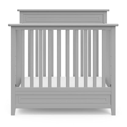 STORKCRAFT Petal 4-in-1 Convertible Mini Crib (Pebble Gray) – GREENGUARD Gold Certified, Converts to Daybed and Twin-Size Bed, Includes Bonus 2.75-inch Mini Crib Mattress - LeafyLoom