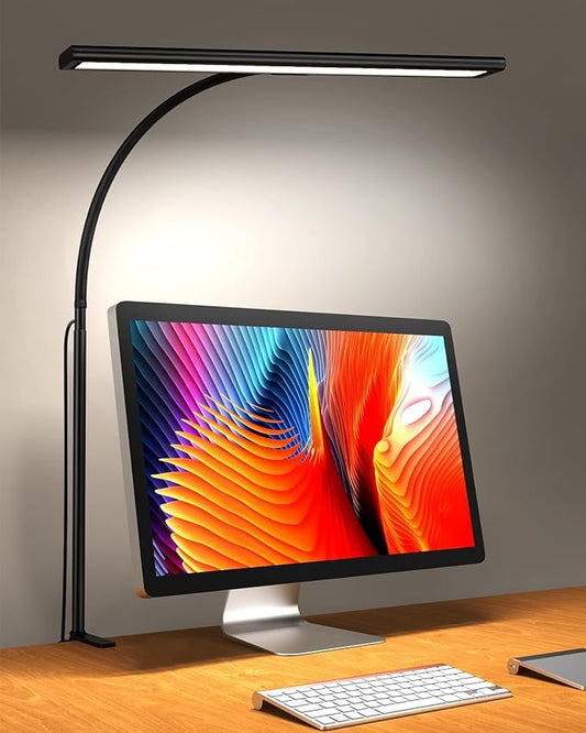 Desk Lamp [3 Color & 10 Brightness] 160 LEDs Dimmable Desk Lamp Home Office USB Lamp with Clamp, Eye-Caring Clip on Desk Light Working for Video Conference Workbench Drafting Crafting Drawing Reading - LeafyLoom