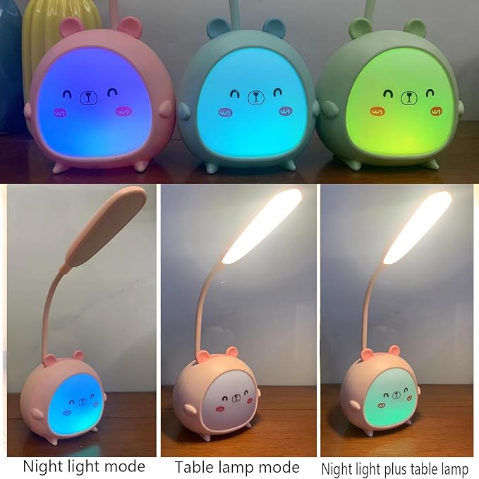 LED Desk Lamp，Mini Dog Night Light,Portable LED Table Light, Cute Foldable USB Rechargeable Reading Light Bedroom Children's Bedside Study (Pink) - LeafyLoom