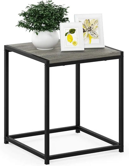 FURINNO Camnus Modern Living End Table, French Oak Grey, 15.75 in x 15.75 in x 17.83 in - LeafyLoom