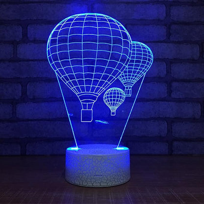 Hot Air Balloon Night Light 3D Visual LED Desk Lamp Fire Balloon Toy Household Home Room Decor 7 Colors Change Touch Table Light Birthday Gift Christmas Gift for Kids and Adult - LeafyLoom