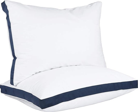 Utopia Bedding Bed Pillows for Sleeping Queen Size (Navy), Set of 2, Cooling Hotel Quality, Gusseted Pillow for Back, Stomach or Side Sleepers - LeafyLoom