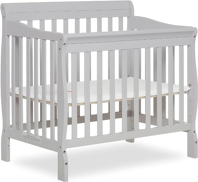 Aden 4-in-1 Convertible Mini Crib In Grey, Greenguard Gold Certified, Non-Toxic Finish, New Zealand Pinewood, With 3 Mattress Height Settings - LeafyLoom