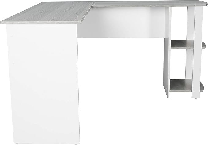 Techni Mobili L Shaped Desk - Modern Computer Desk with Corner Bookshelf & Side Storage Shelves for Home Office Accessories - Elegant, Space-Saving, & Minimalist Executive Table - LeafyLoom