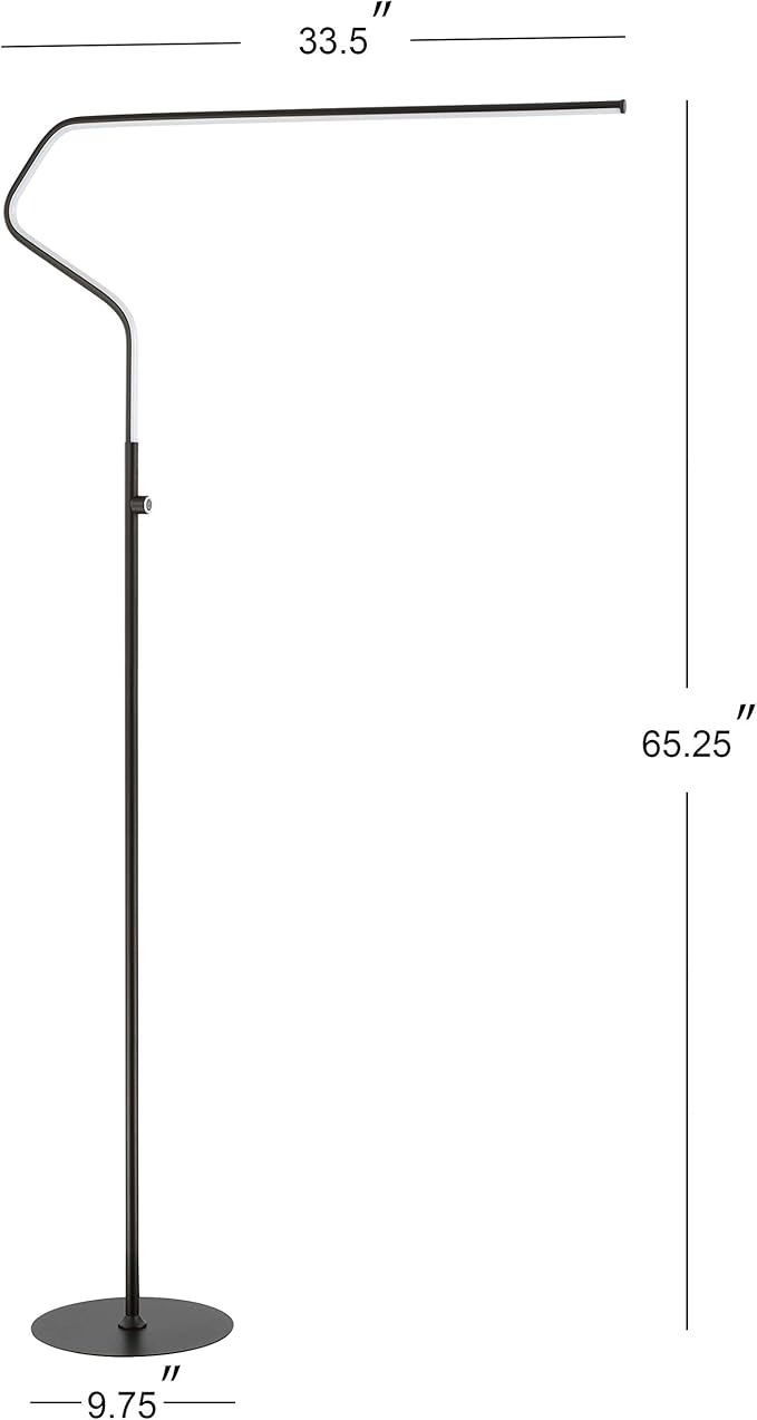 JONATHAN Y JYL7020B Julian 65.25" Integrated LED Metal Floor Lamp Minimalistic,Modern,Contemporary for Bedrooms, Living Room, Office, Reading, Black - LeafyLoom