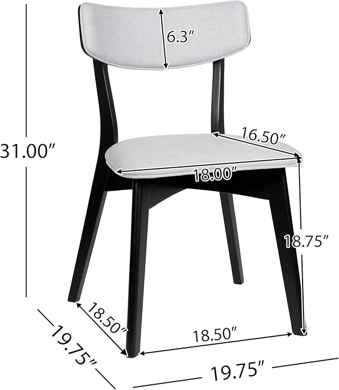 Christopher Knight Home Chazz Dining Chair, 19.75 "W x 19.75 "D x 31 "H, Chaz,Light Gray/Matte Black - LeafyLoom