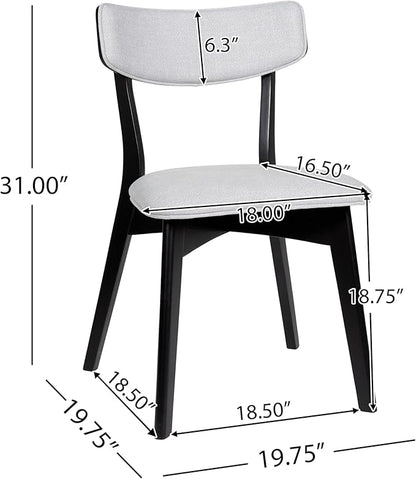 Christopher Knight Home Chazz Dining Chair, 19.75 "W x 19.75 "D x 31 "H, Chaz,Light Gray/Matte Black - LeafyLoom