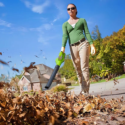 Leaf Blower Cordless with 20V 2.0Ah Battery and Fast Charger, Battery Powered Electric Leaf Blower for Lawn Care - LeafyLoom