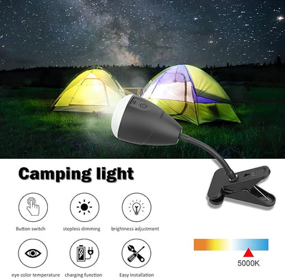 Afirst Clip on Light Outdoor Camping Light LED Clamp Lamp for Desk 4400mAh, Rechargeable Flexible Dimmable Lighting Reading Study Table Lamp, 11 Inches - LeafyLoom