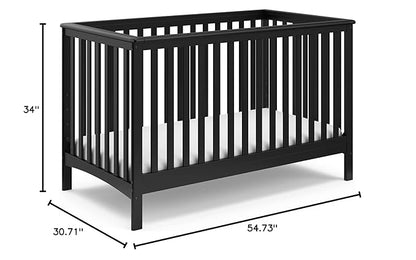 Storkcraft Hillcrest 4-in-1 Convertible Crib (Black) - Converts to Daybed, Toddler Bed, and Full-Size Bed, Fits Standard Full-Size Crib Mattress, Adjustable Mattress Support Base - LeafyLoom