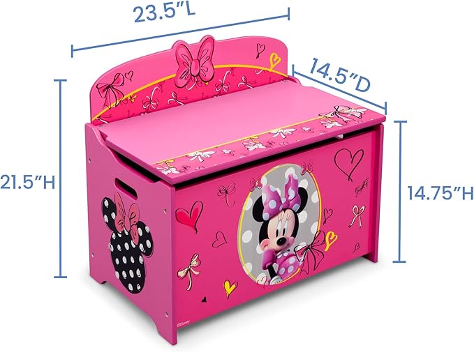 Delta Children Deluxe Toy Box, Disney Minnie Mouse - LeafyLoom