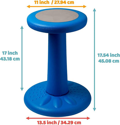 Studico ActiveChairs Kids Wobble Chair, Flexible Classroom Seating improves Focus, Posture & Helps ADHD/ADD. Get The Wiggles out, Active Fidget Desk Chairs, Pre-Teen 17.75" Stool, Ages 7-12, Blue - LeafyLoom