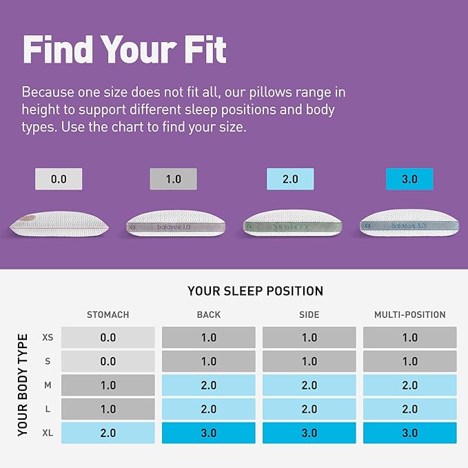 Bedgear Balance Performance Pillow - Size 1.0 - Moisture Wicking Bed Pillows for All Sleep Positions - Medium Firmness - Washable Cover - Back, Stomach, Side Sleeper Pillow - 20" W x 26" L x 5.25" H - LeafyLoom