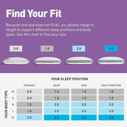 Bedgear Balance Performance Pillow - Size 1.0 - Moisture Wicking Bed Pillows for All Sleep Positions - Medium Firmness - Washable Cover - Back, Stomach, Side Sleeper Pillow - 20" W x 26" L x 5.25" H - LeafyLoom