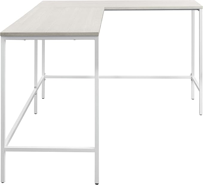 OSP Home Furnishings Contempo L-Shaped Desk, White - LeafyLoom