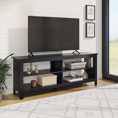 Panana TV Stand, Moden 4 Cubby TV Stand for 60 inch TV, Farmhouse Television Stands Entertainment Center Media Stand with Storage TV Table Stand for Living Room - LeafyLoom