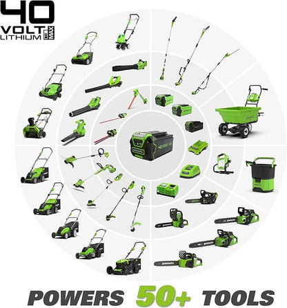 Greenworks 40V (550 CFM / 130 MPH) Brushless Axial Blower + Trimmer, 4.0Ah USB Battery and Charger Included - LeafyLoom