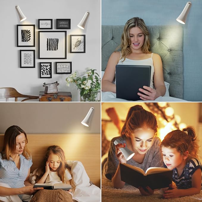 LED Desk Lamp, Cordless Rechargeable Table Lamp with 3 Brightness Levels, Dimmable, Removable Touch Lamp for Reading Bedroom Home Office Study(white) - LeafyLoom