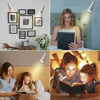 LED Desk Lamp, Cordless Rechargeable Table Lamp with 3 Brightness Levels, Dimmable, Removable Touch Lamp for Reading Bedroom Home Office Study(white) - LeafyLoom