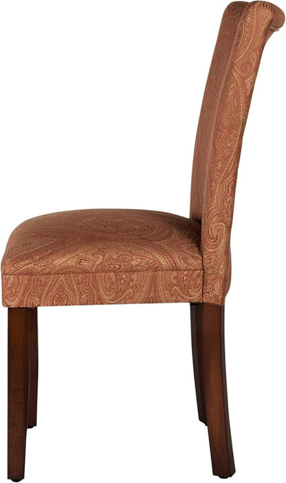 Homepop Home Decor |K1136-F765 | Classic Upholstered Parsons Dining Chair | Single Accent Dining Chair, Red & Gold Damask - LeafyLoom