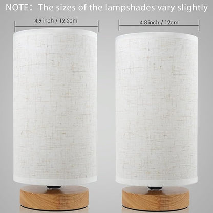 Minimalist Bedside Table Lamps for Bedrooms Set of 2, 3 Color Temperature Bedside Lamps with Round Fabric Linen Shade,Small Desk Lamp Night Nightstand Lamp Set for Living Room, Reading ,Office - LeafyLoom