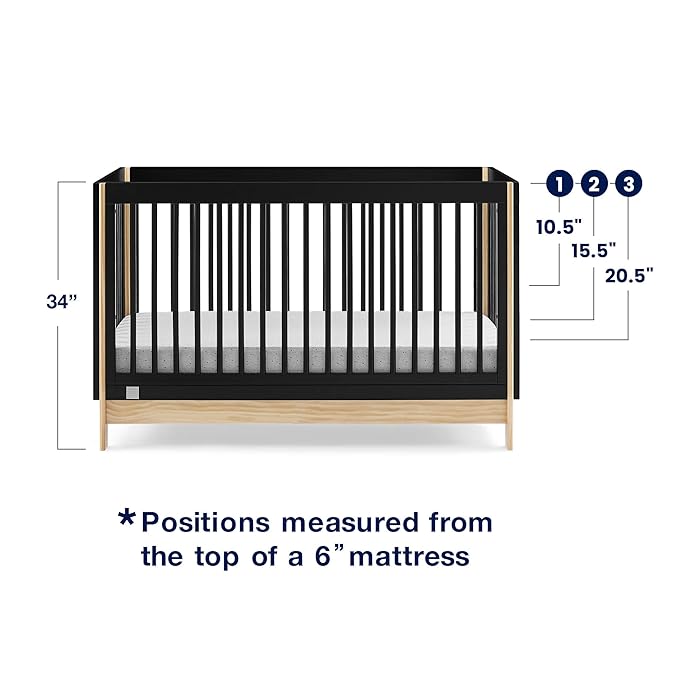 Delta Children babyGap Tate 4-in-1 Convertible Crib + Brannan Bear Bookcase with Bins + Brannan Bear Wall Shelf with 4 Hooks, Navy/Natural (Bundle) - LeafyLoom