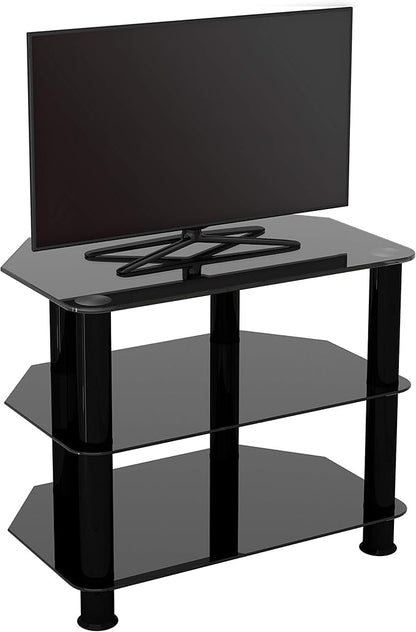 AVF SDC600BB-A TV Stand for TVs UP to 32-inch, Black Glass, Black Legs - LeafyLoom