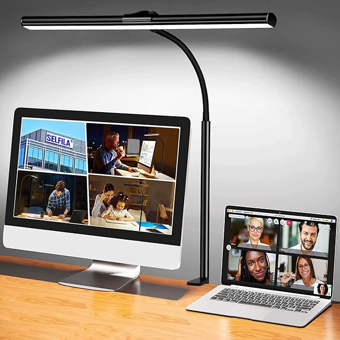 LED Desk Lamp with Clamp - Architect Desk Lamp Swing Arm Task Light 360 ° Rotation Gooseneck Desktop Lighting for Office Home Workbench Drafting Reading - LeafyLoom