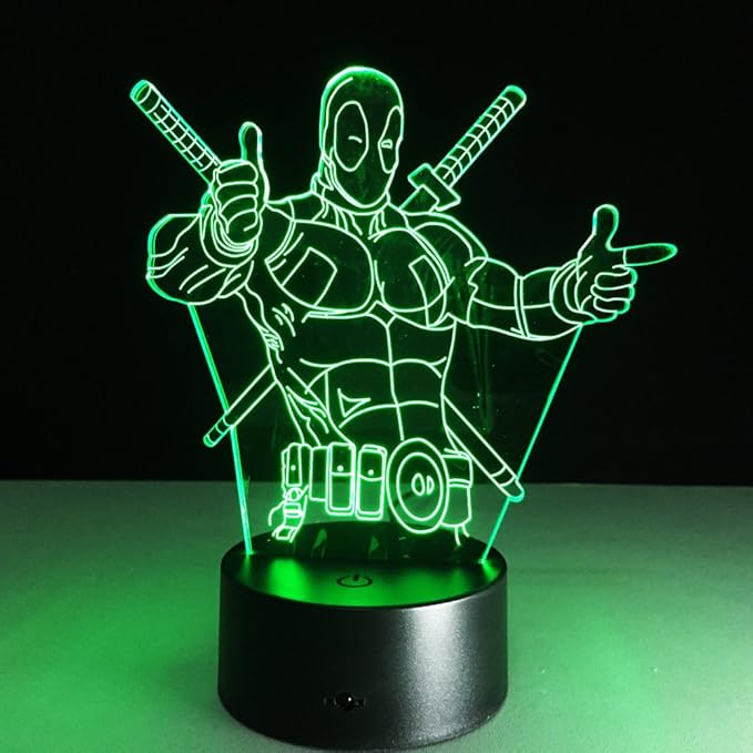 VALEN 3D Desk lamp Acrylic Deadpool Night Light 7 Color Change Furniture Decorative Colorful Gift Household Accessories Boy Toys - LeafyLoom